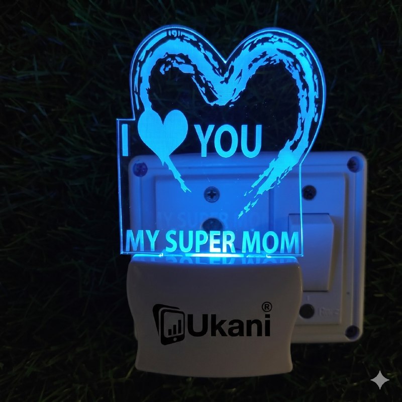 3D Acrylic LED Night Light – "I Love You My Super Mom" Edition