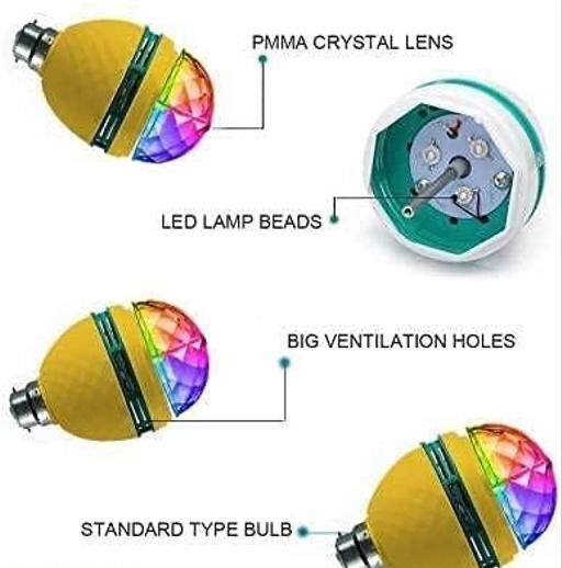 LED 360 Degree Rotating Crystal Bulb B22 Base  Magic Disco LED Light